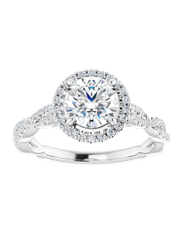 Diamond Halo Engagement Ring with Twisted Diamond Band, 1/4 ct. tw.