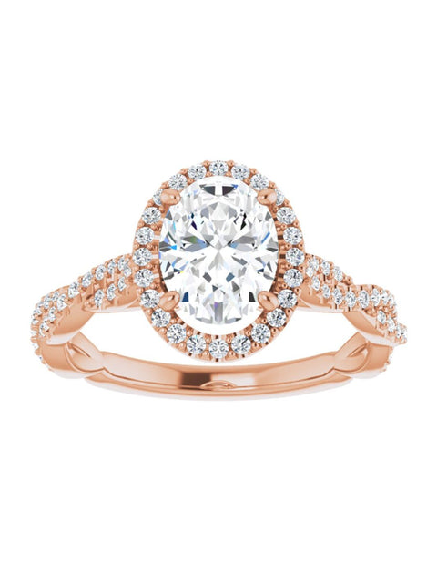 Diamond Halo Engagement Ring with Twisted Diamond Band 1/4 ct. tw.