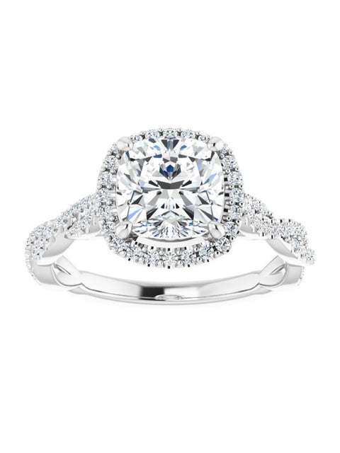 Diamond Halo Engagement Ring with Twisted Diamond Band, 1/4 ct. tw.