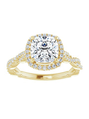 Diamond Halo Engagement Ring with Twisted Diamond Band 1/4 ct. tw.