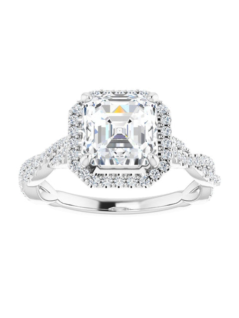 Diamond Halo Engagement Ring with Twisted Diamond Band 1/4 ct. tw.