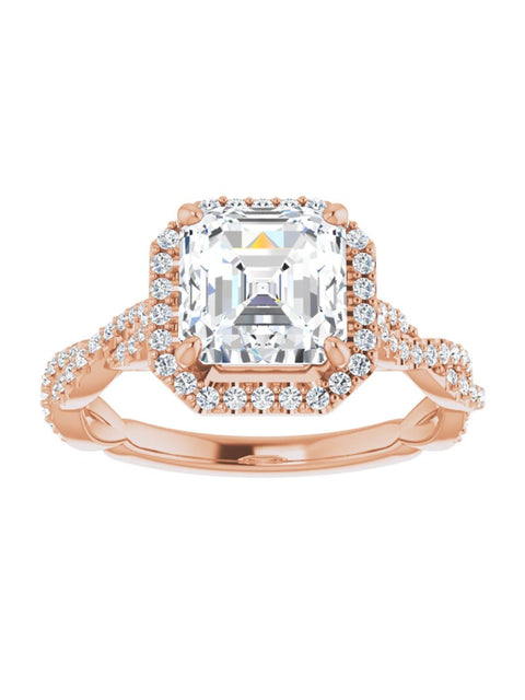 Diamond Halo Engagement Ring with Twisted Diamond Band 1/4 ct. tw.