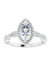 Diamond Halo Engagement Ring with Twisted Diamond Band 1/4 ct. tw.