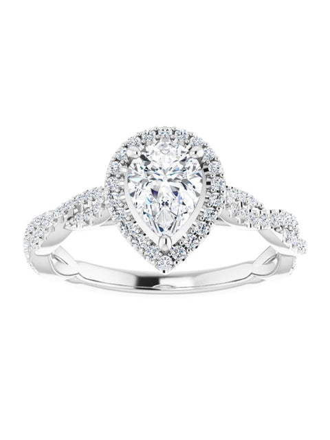 Diamond Halo Engagement Ring with Twisted Diamond Band 1/4 ct. tw.