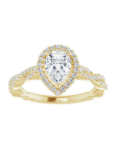 Diamond Halo Engagement Ring with Twisted Diamond Band 1/4 ct. tw.