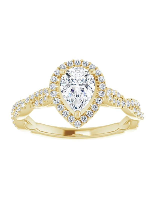 Diamond Halo Engagement Ring with Twisted Diamond Band 1/4 ct. tw.