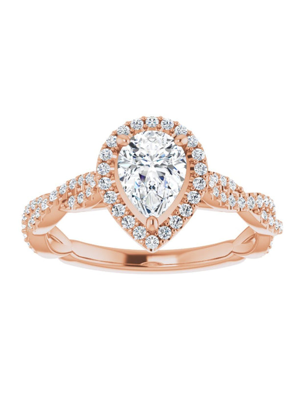 Diamond Halo Engagement Ring with Twisted Diamond Band 1/4 ct. tw.