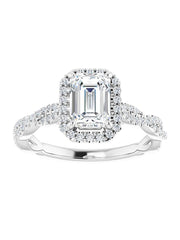 Diamond Halo Engagement Ring with Twisted Diamond Band 1/4 ct. tw.