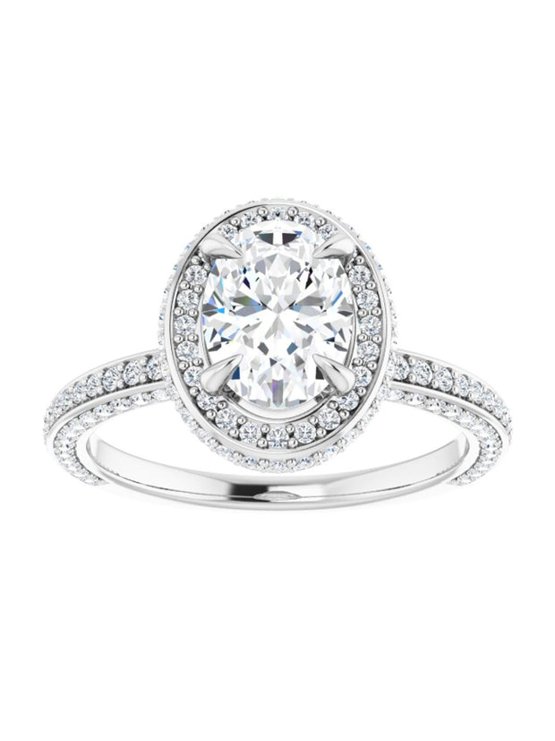 Diamond Halo Engagement Ring with Side Accents 3/4 ct. tw.