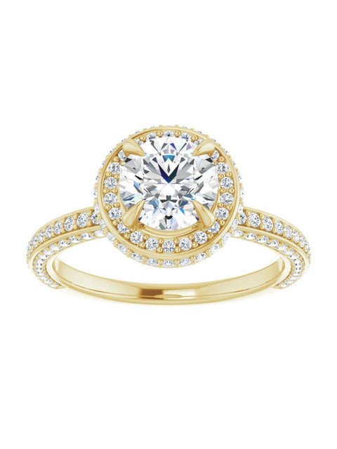 Diamond Halo Engagement Ring with Side Accents 3/4 ct. tw.