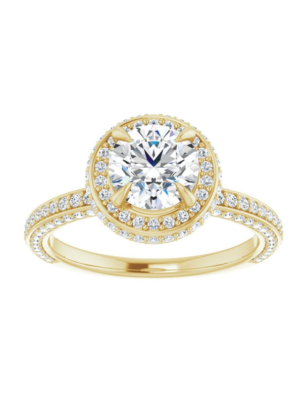 Diamond Halo Engagement Ring with Side Accents 3/4 ct. tw.