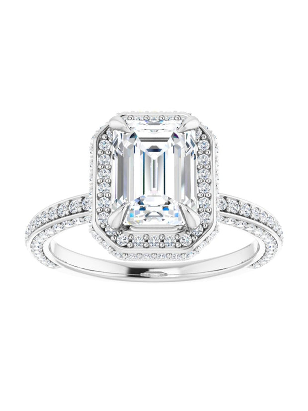 Diamond Halo Engagement Ring with Side Accents 3/4 ct. tw.