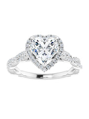 Diamond Halo Engagement Ring with Twisted Diamond Band 1/4 ct. tw.