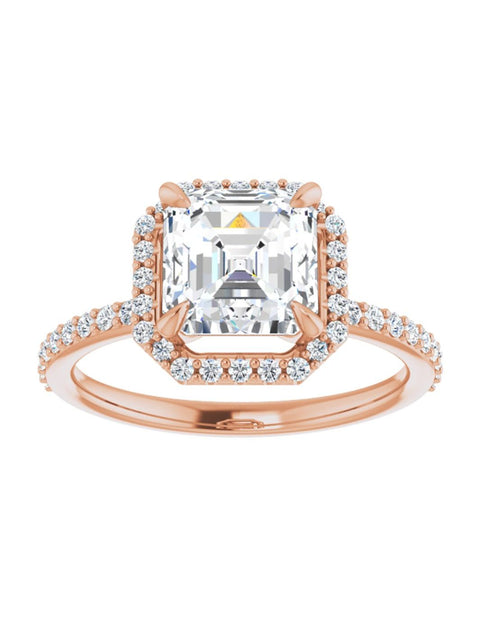 Diamond Halo and Diamond Band Engagement Ring 1/4 ct. tw.