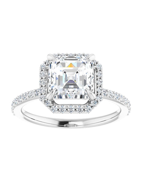 Diamond Halo and Diamond Band Engagement Ring 1/4 ct. tw.