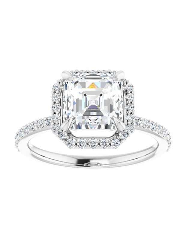 Diamond Halo and Diamond Band Engagement Ring 1/4 ct. tw.