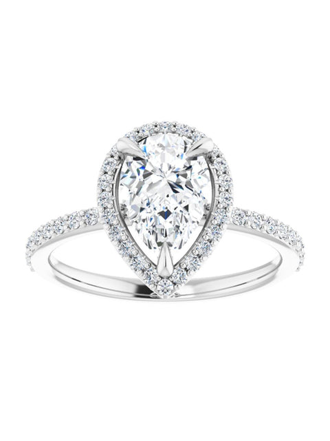 Diamond Halo and Diamond Band Engagement Ring 1/4 ct. tw.