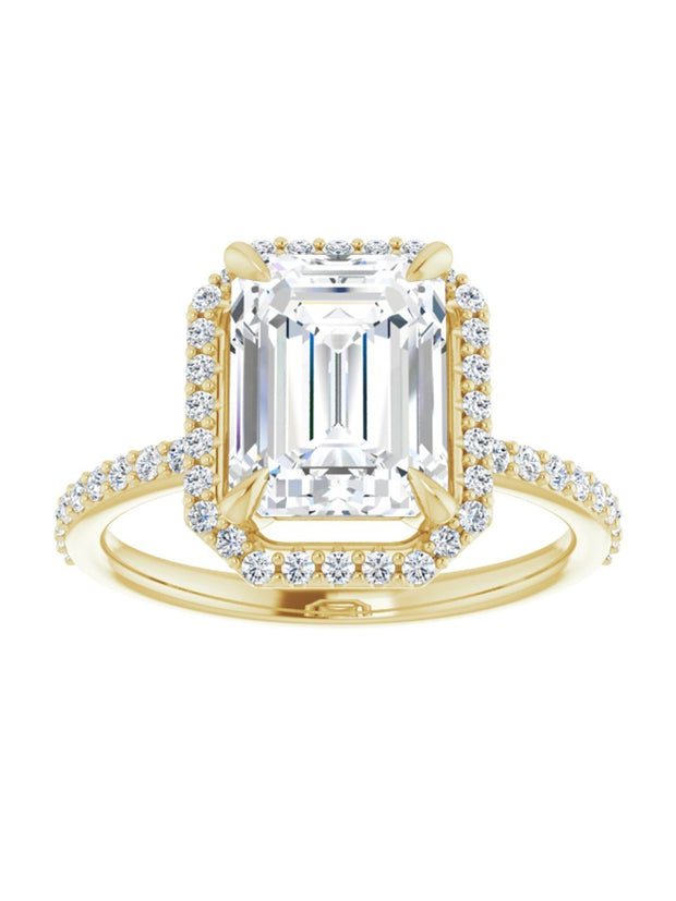 Diamond Halo and Diamond Band Engagement Ring 1/4 ct. tw.