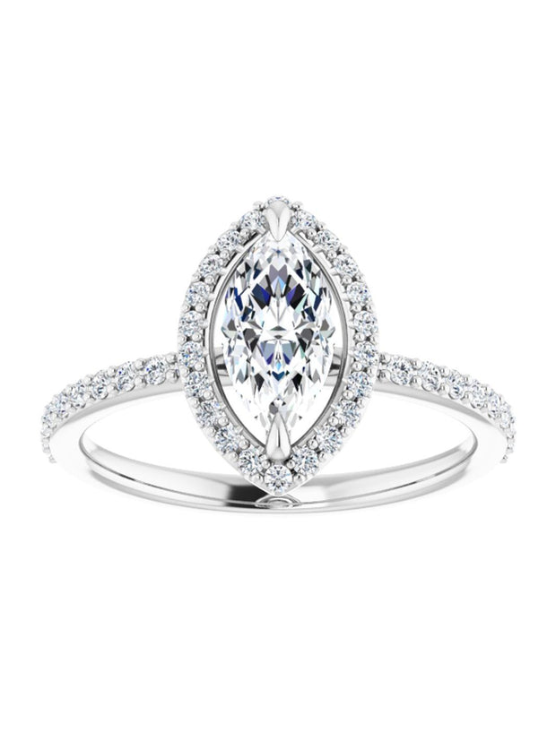 Diamond Halo and Diamond Band Engagement Ring 1/4 ct. tw.