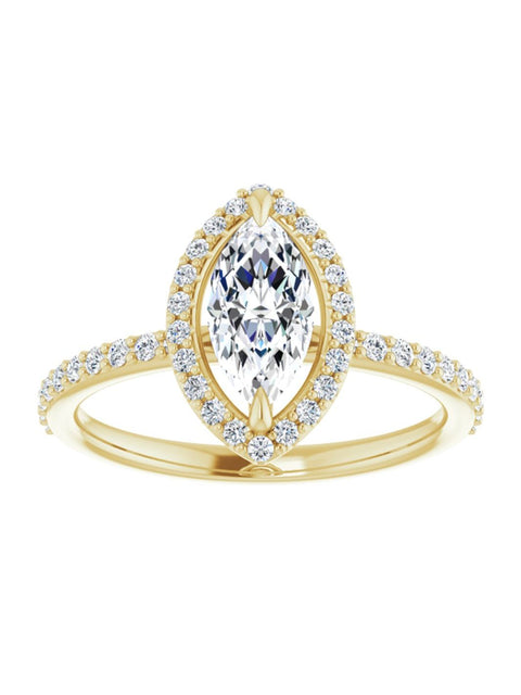 Diamond Halo and Diamond Band Engagement Ring 1/4 ct. tw.