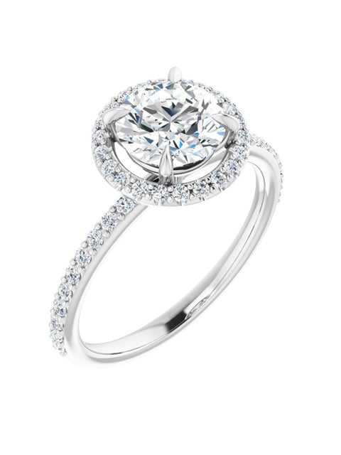 Diamond Halo and Diamond Band Engagement Ring 1/4 ct. tw.