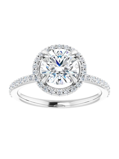 Diamond Halo and Diamond Band Engagement Ring 1/4 ct. tw.