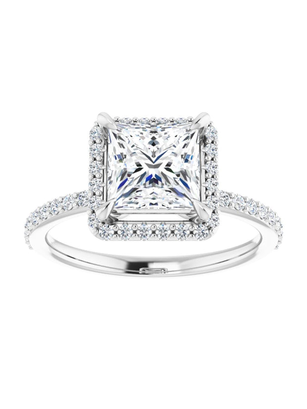 Diamond Halo and Diamond Band Engagement Ring 1/4 ct. tw.