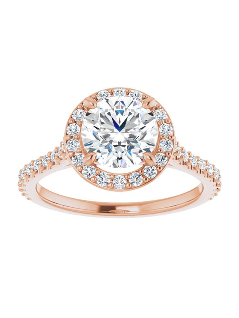 Diamond Set Halo and Band Engagement Ring 3/8 ct. tw.