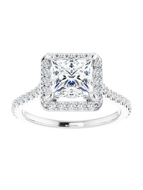 Diamond Set Halo and Band Engagement Ring 3/8 ct. tw.