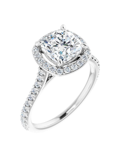 Diamond Set Halo and Band Engagement Ring 3/8 ct. tw.