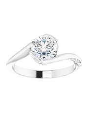 Bypass Half Bezel Set Engagement Ring with Diamond Accented Side Profile 1/4 ct. tw.