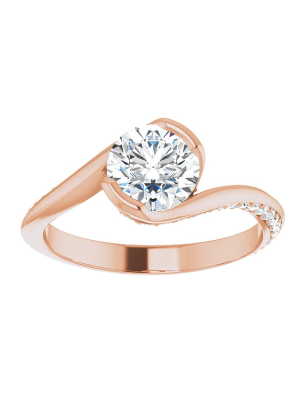 Bypass Half Bezel Set Engagement Ring with Diamond Accented Side Profile 1/4 ct. tw.