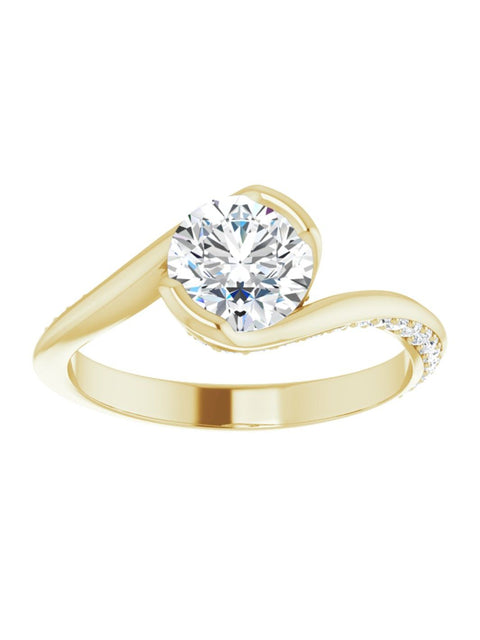 Bypass Half Bezel Set Engagement Ring with Diamond Accented Side Profile 1/4 ct. tw.