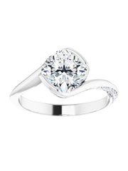 Bypass Half Bezel Set Engagement Ring with Diamond Accented Side Profile 1/4 ct. tw.