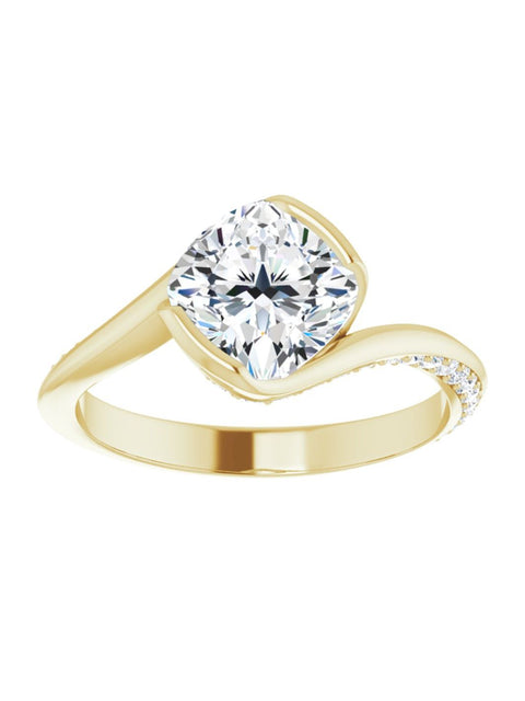 Bypass Half Bezel Set Engagement Ring with Diamond Accented Side Profile 1/4 ct. tw.