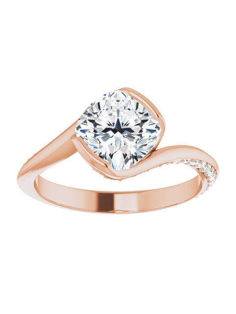 Bypass Half Bezel Set Engagement Ring with Diamond Accented Side Profile 1/4 ct. tw.