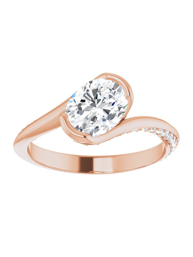 Bypass Half Bezel Set Engagement Ring with Diamond Accented Side Profile 1/4 ct. tw.