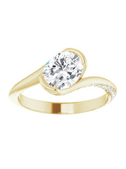 Bypass Half Bezel Set Engagement Ring with Diamond Accented Side Profile 1/4 ct. tw.