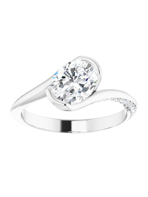 Bypass Half Bezel Set Engagement Ring with Diamond Accented Side Profile 1/4 ct. tw.