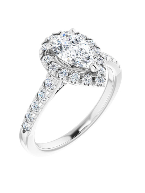 French Set Halo Engagement Ring 1/2 ct. tw.