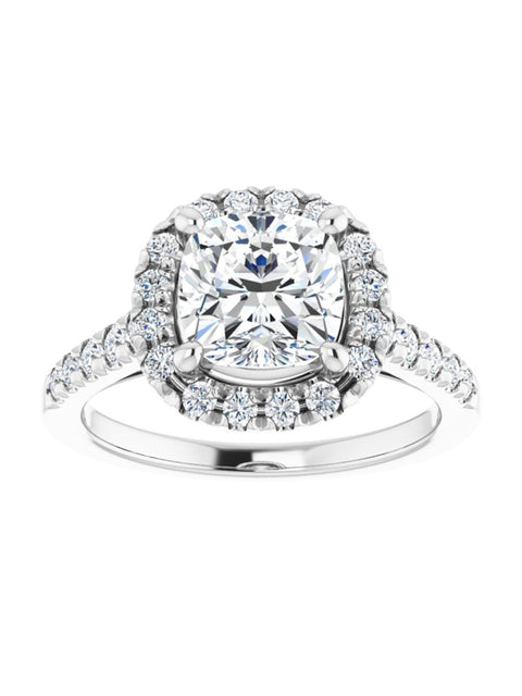 French Set Halo Engagement Ring 1/2 ct. tw.