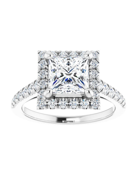 French Set Halo Engagement Ring 1/2 ct. tw.