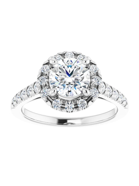 French Set Halo Engagement Ring 1/2 ct. tw.