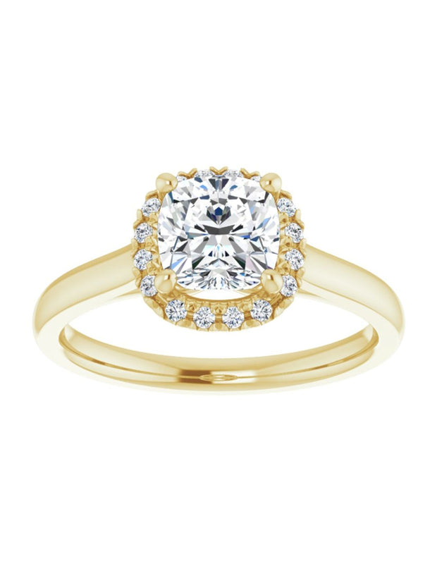 French Set Diamond Halo Engagement Ring