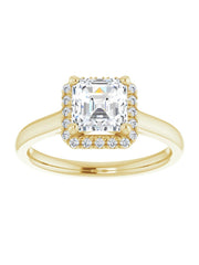 French Set Diamond Halo Engagement Ring