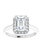 French Set Diamond Halo Engagement Ring