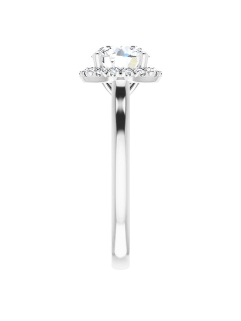 French Set Diamond Halo Engagement Ring