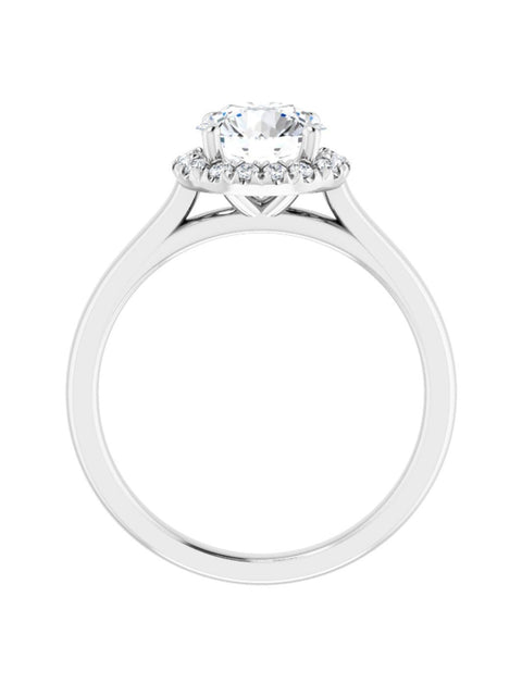 French Set Diamond Halo Engagement Ring