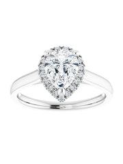 French Set Diamond Halo Engagement Ring