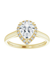 French Set Diamond Halo Engagement Ring